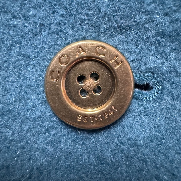 Coach peacock blue, shawl collar coat. - Picture 7 of 7